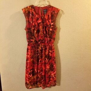 SOHO Apparel LTD Womens Red/Black Floral Sheer Lined Sleeveless Dress Size 6